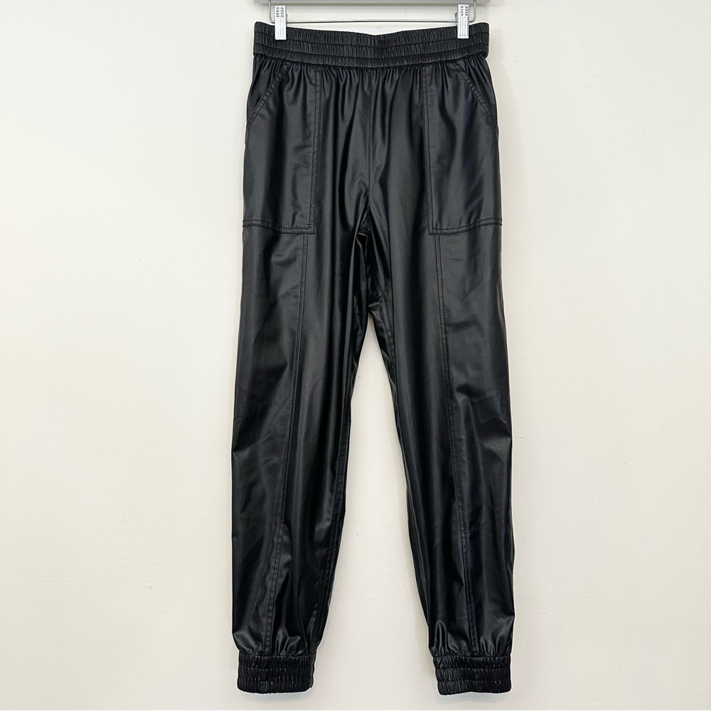 Derek Lam 10 Crosby Faux Leather Jogger Pants Black